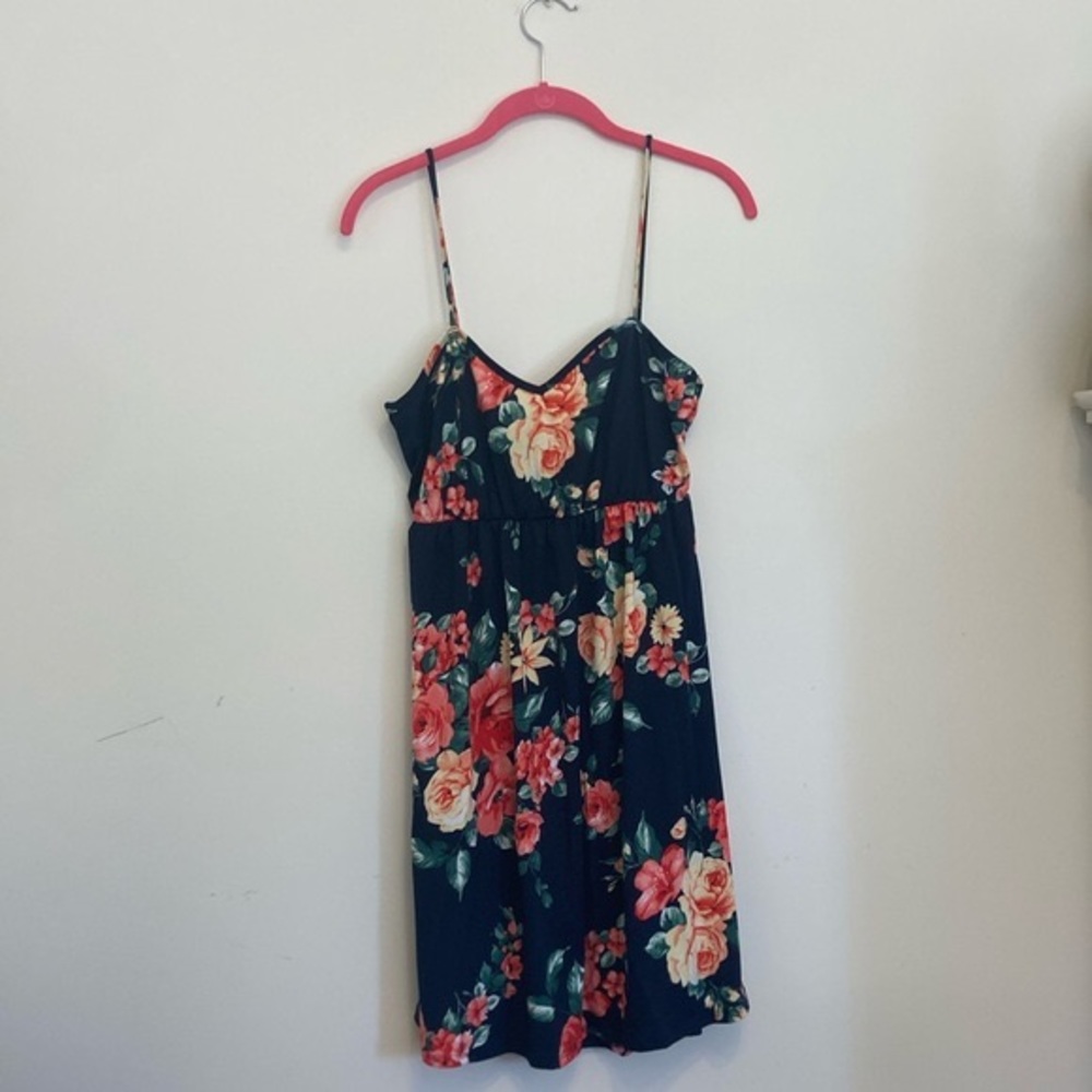 Navy Floral Tie Back Dress by White Birch